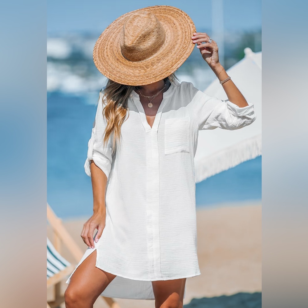 Cupshe White Woven High-Low Cover-Up